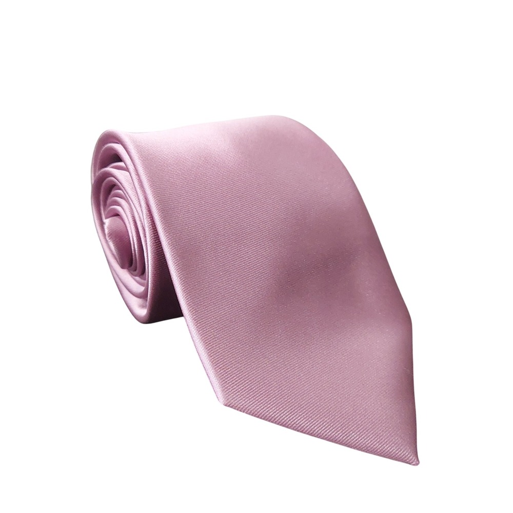 Vintage Zenxus Necktie Mens Pink Dusty Rose Solid Satin Twill Handmade Formal